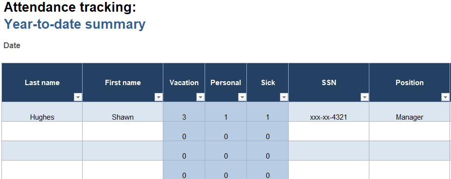 daily employee attendance sheet