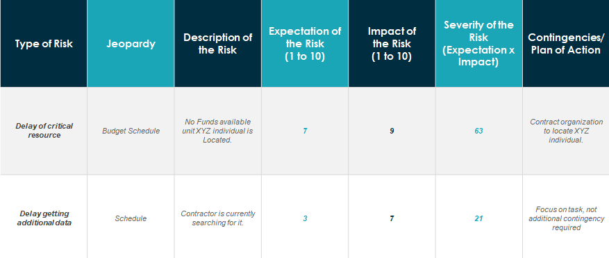 risk tracking microsoft template