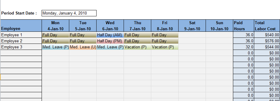 employee time tracking sheet